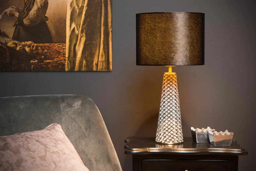 Lucide EXTRAVAGANZA VELVET - Table lamp - Ø 25 cm - 1xE27 - Black - atmosphere 1